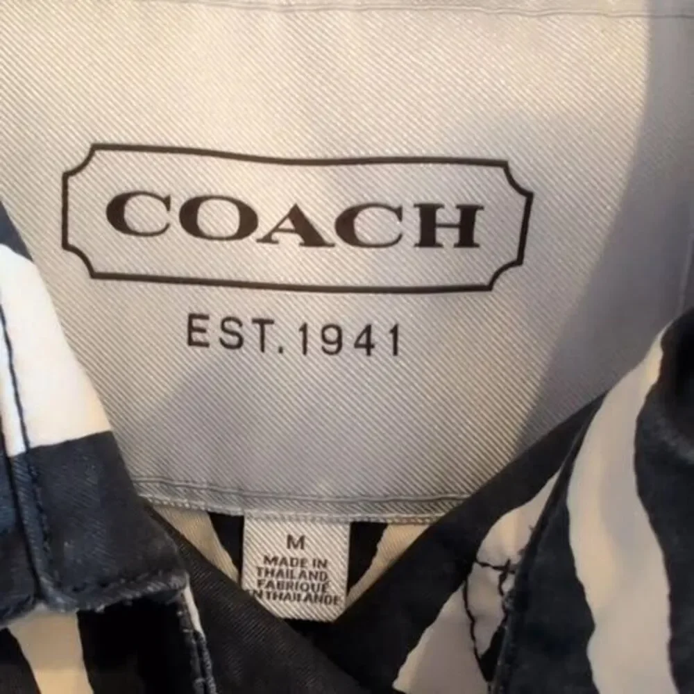 Coach Black and White Zebra Print Trench Coat